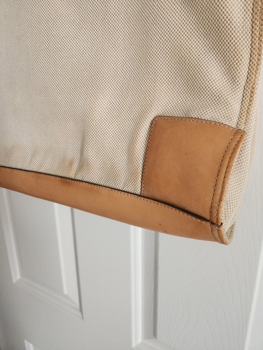 Tory Burch Ella Large Canvas And Leather Tote in Beige and Tan - Picture 7 of 15
